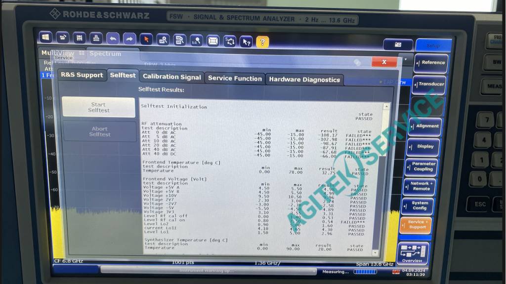 羅德與施瓦茨FSW13頻譜分析儀自檢失敗全頻段測不到信號維修