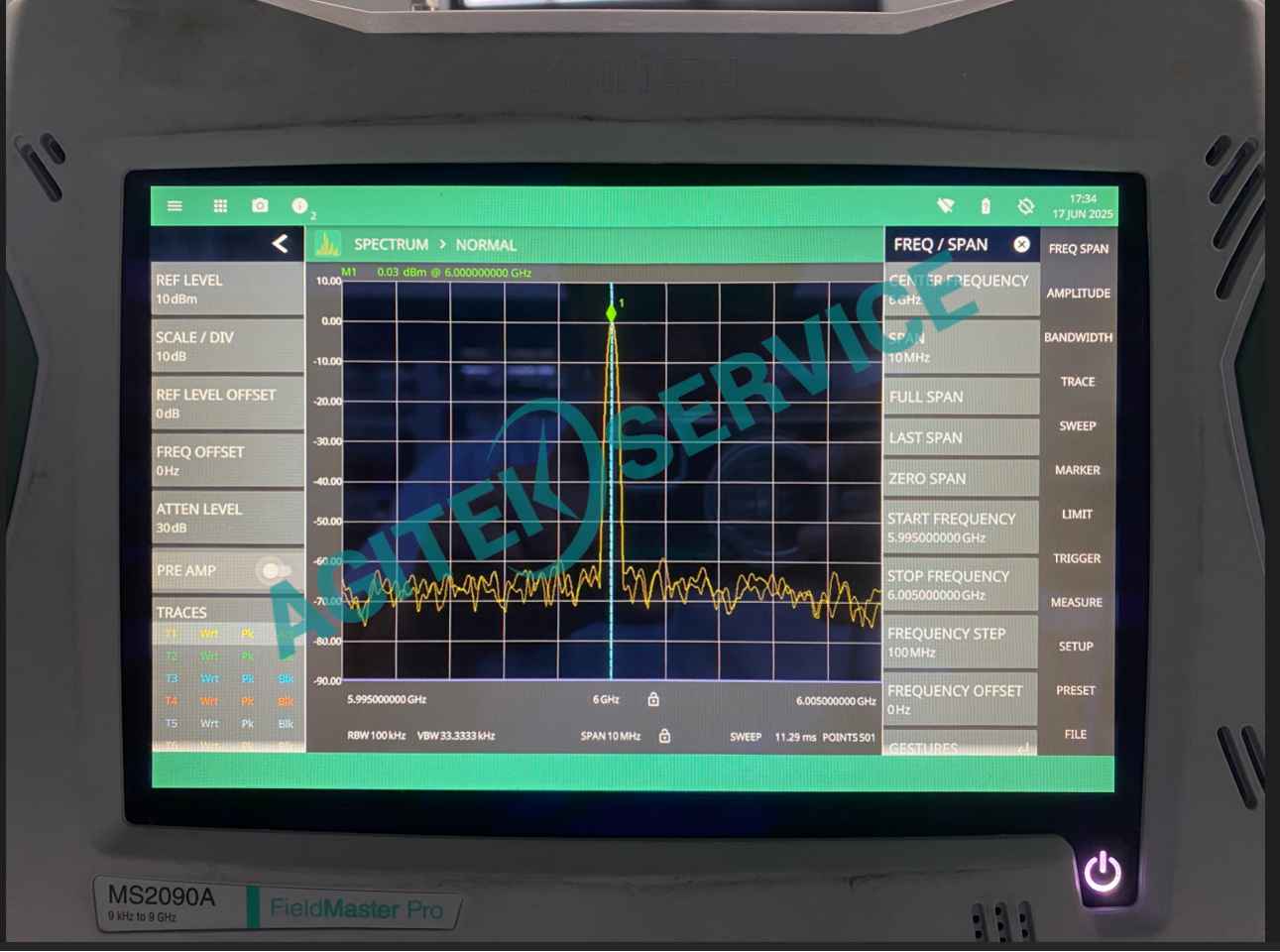 安立頻譜分析儀MS9020A6GHz以上時測試信號幅度不準維修