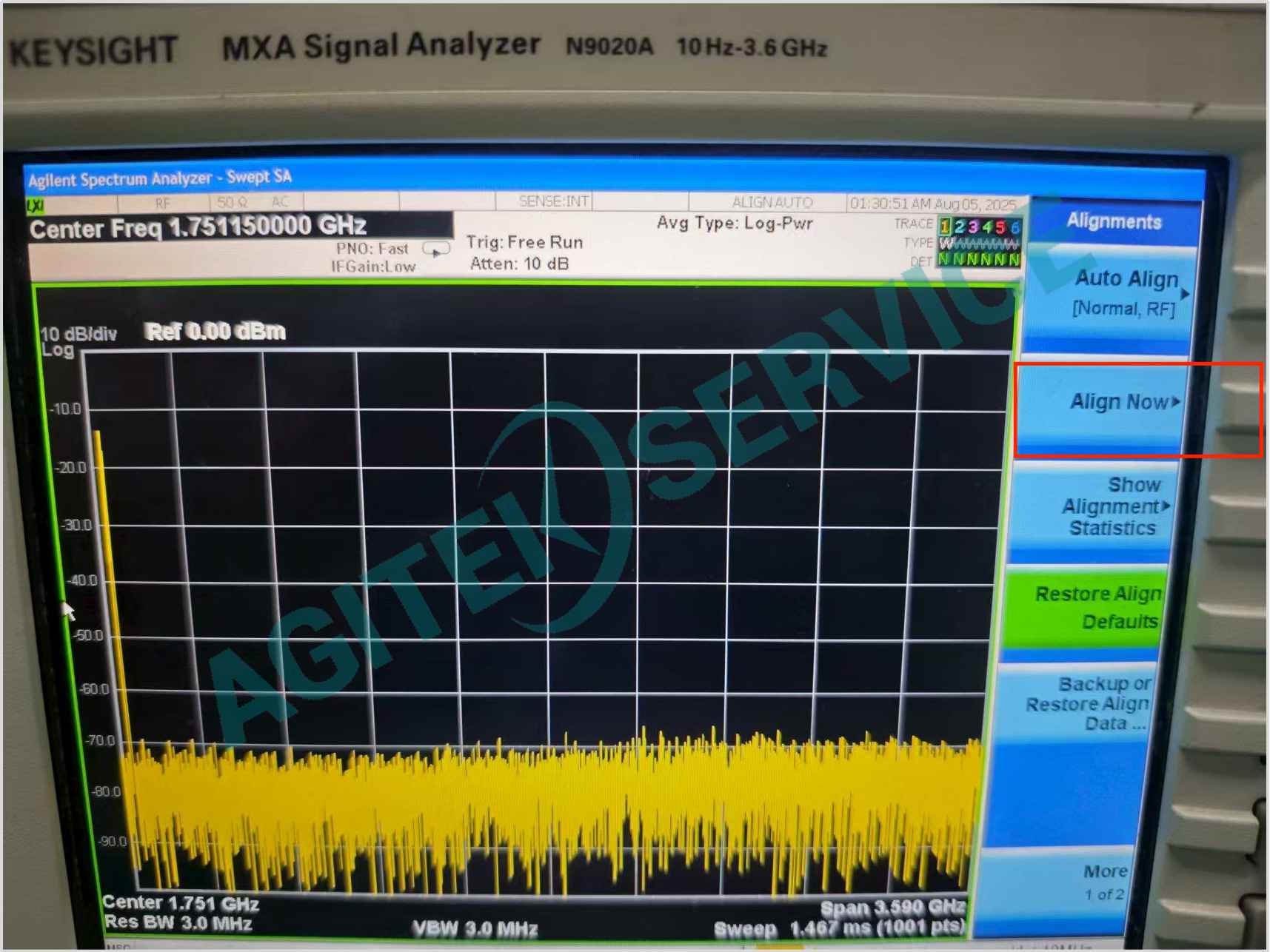 是德科技N9020A頻譜儀設備自校準步驟圖解