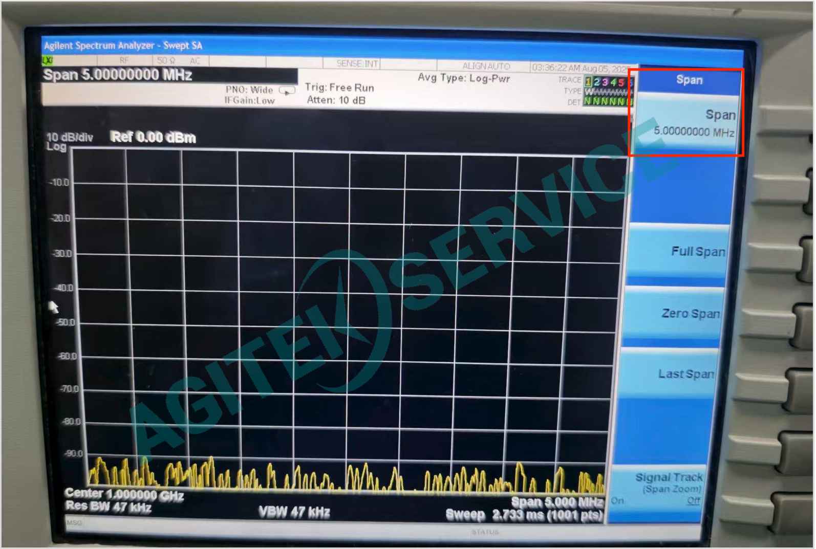 是德科技N9020A頻譜儀查看設備內部校準信號