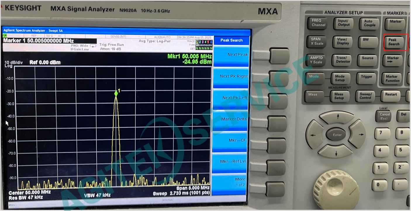 是德科技N9020A頻譜儀查看設備內部校準信號