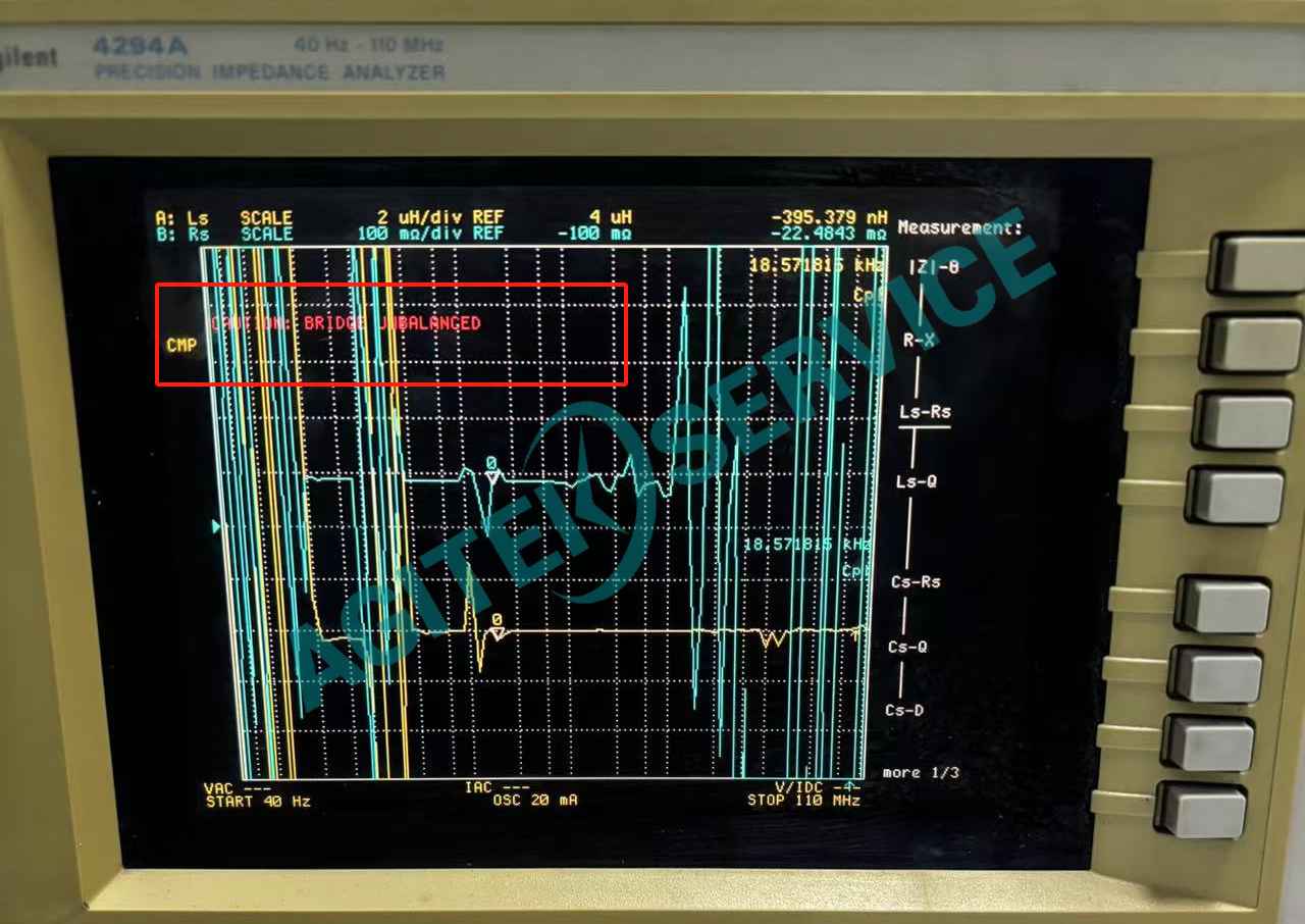 Keysight是德4294A阻抗分析儀提示bridge unbalanced解決方法
