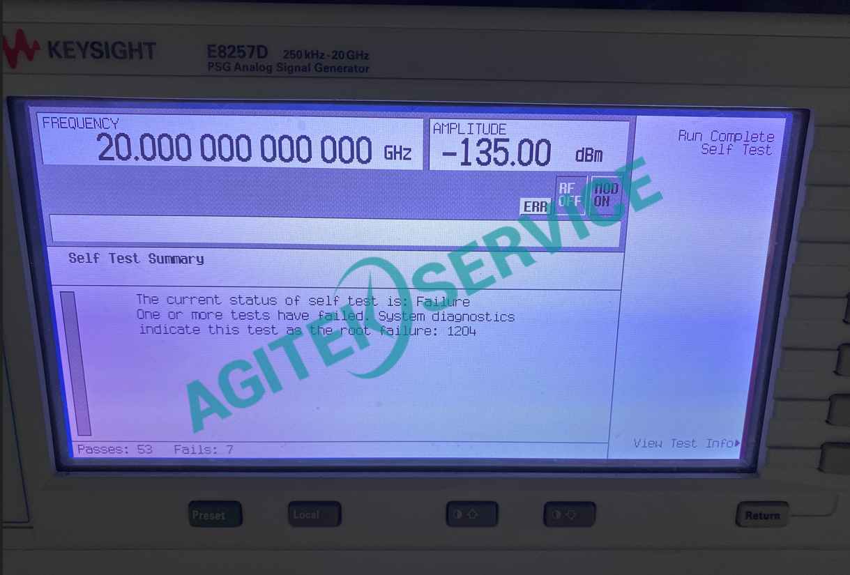 Keysight是德E8257D射頻信號源自檢失敗維修案例