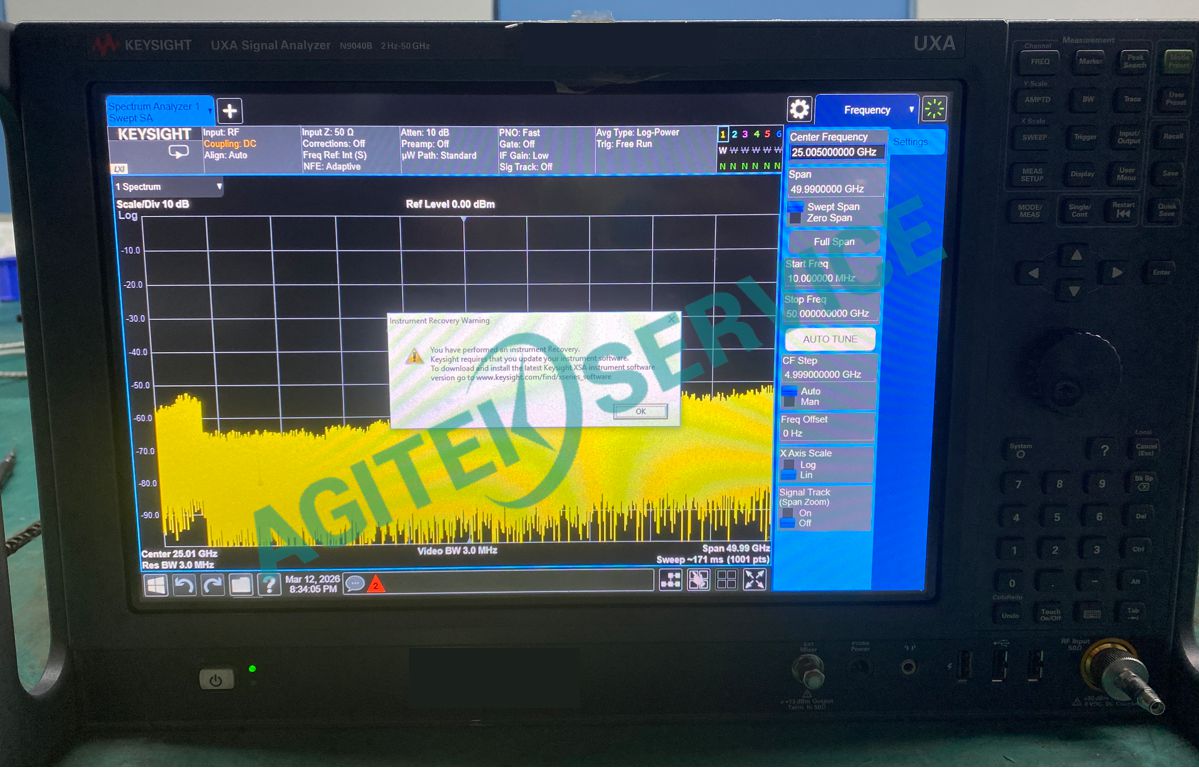 Keysight是德科技N9040B 50GHz頻譜分析儀 開機報錯、0頻過載維修案例