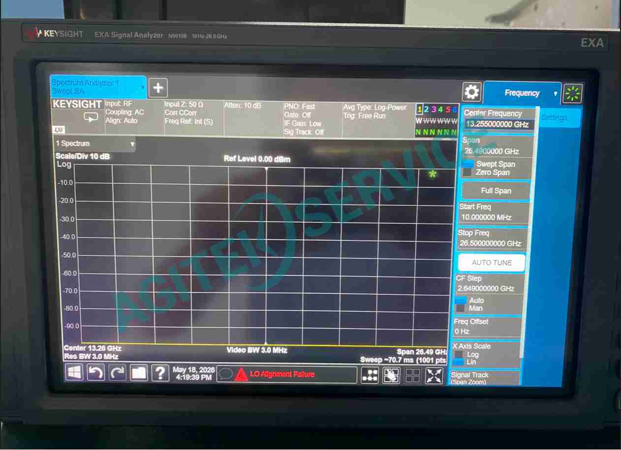 Keysight是德科技N9010B 26.5GHz頻譜分析儀開機報錯、自校準失敗、無跡線維修案例