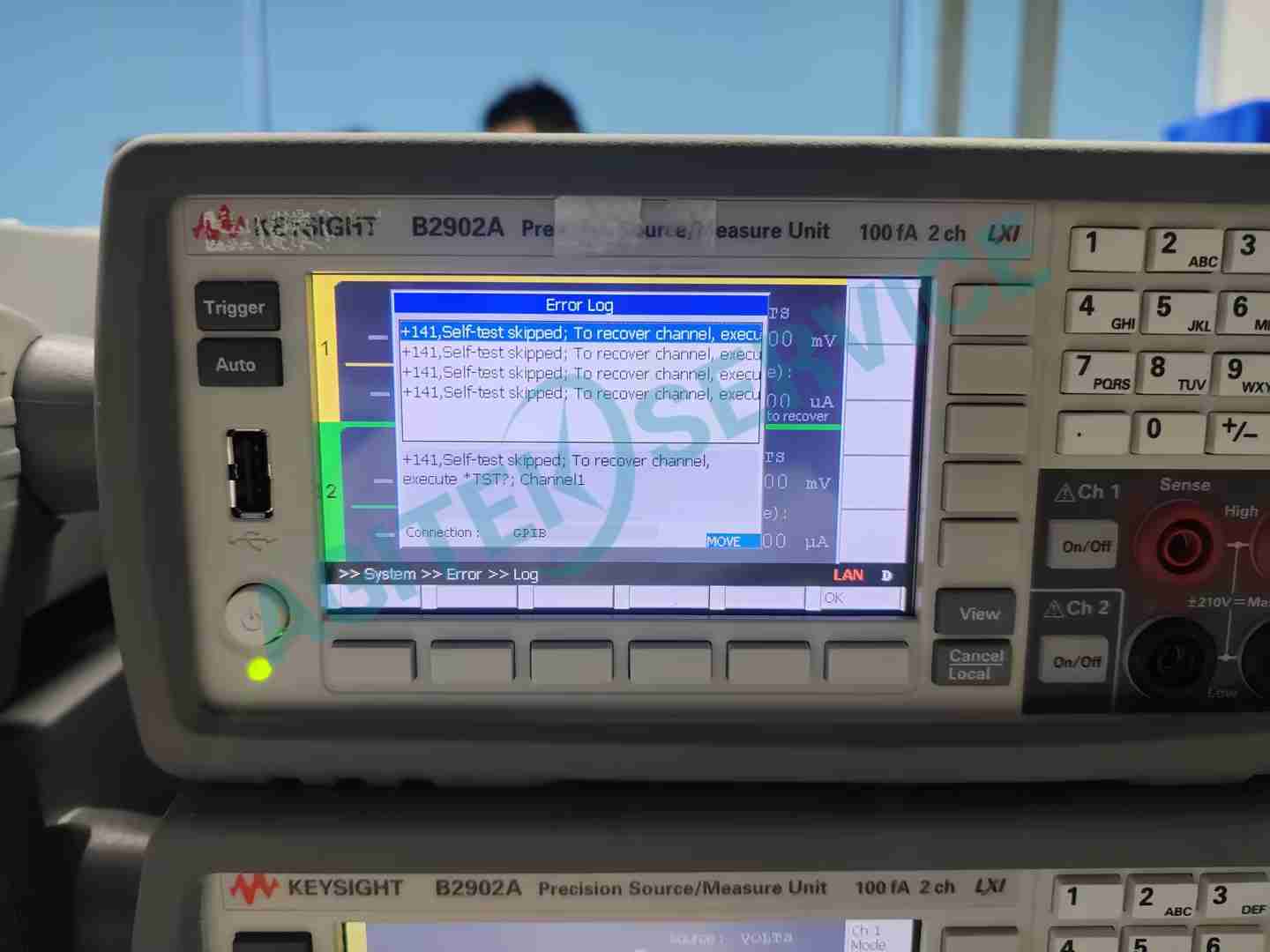 Keysight是德B2902A源表模塊一輸出報錯，自檢報錯141，無法正常輸出維修案例
