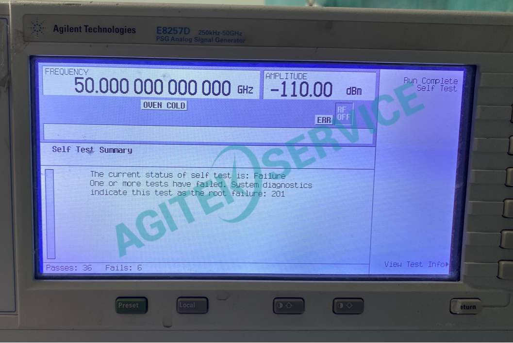 Keysight是德E8257D 50GHz射頻信號源自檢時報錯，無輸出維修案例