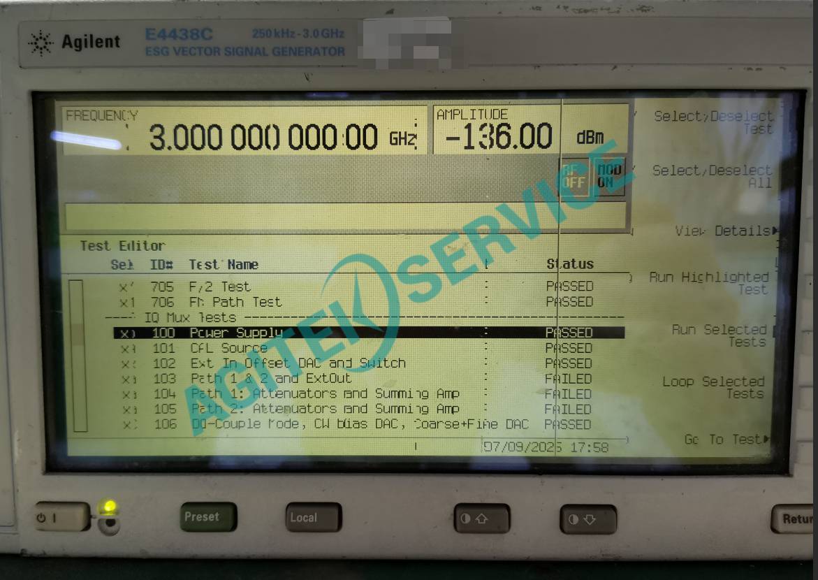 E4438C信號源報錯故障圖